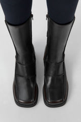 Neaera Boots - Brown Navy Stitching | Miista | Designed & Handmade in Europe