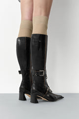 Eliya Black Buckled Tall Boots | Miista | Designed & Handmade in Europe