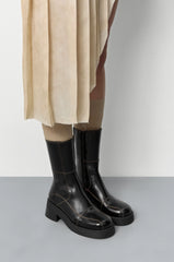 Heya Black Brown Stitching Ankle Boot | Miista | Designed & Handmade in Europe