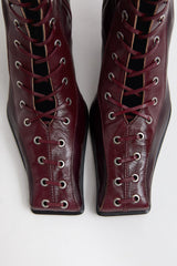 Shana Burgundy Strech Lace Tall Boots | Miista | Designed & Handmade in Europe