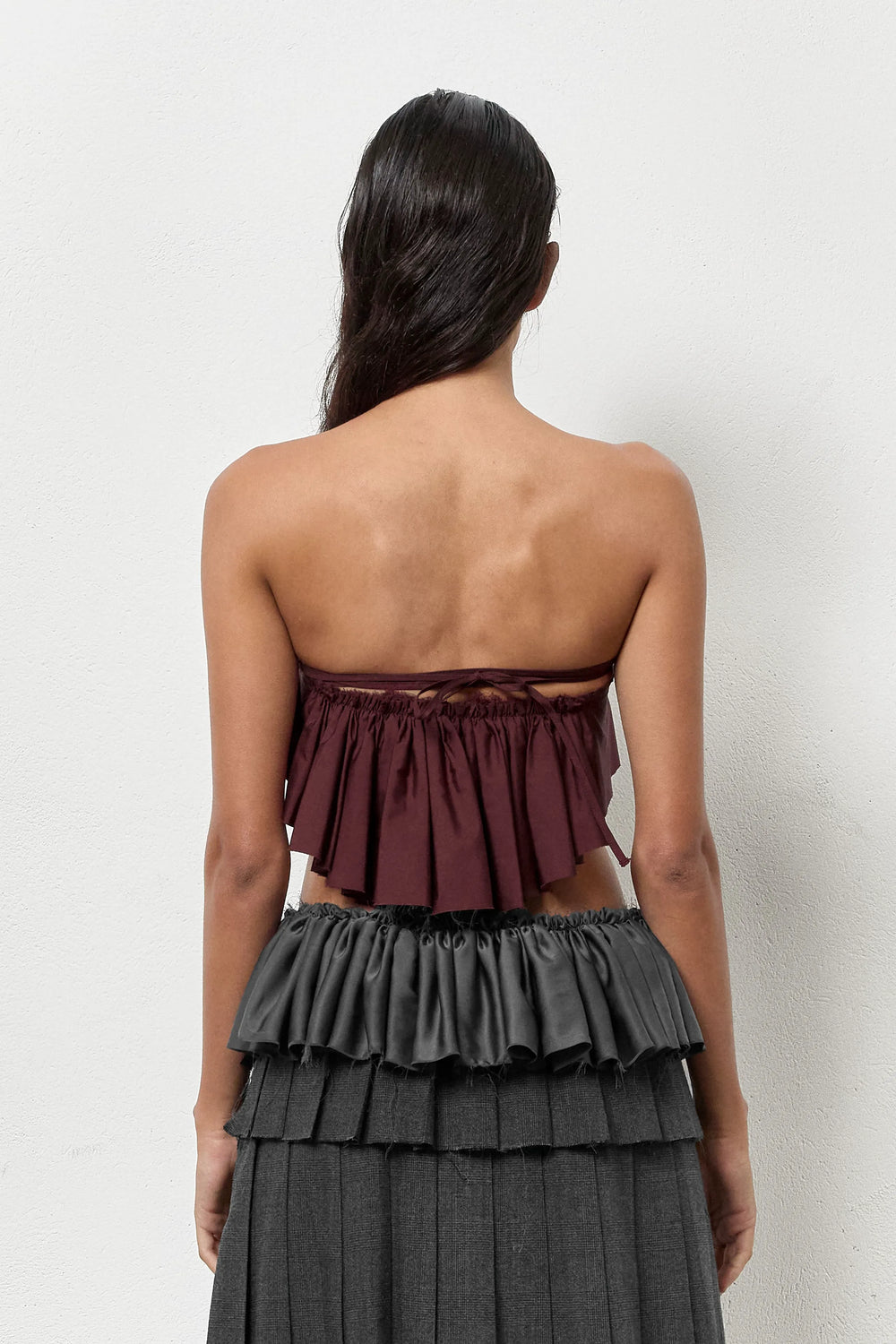 Vanny Burgundy Poplin Ruffle | Miista | Designed & Handmade in Europe