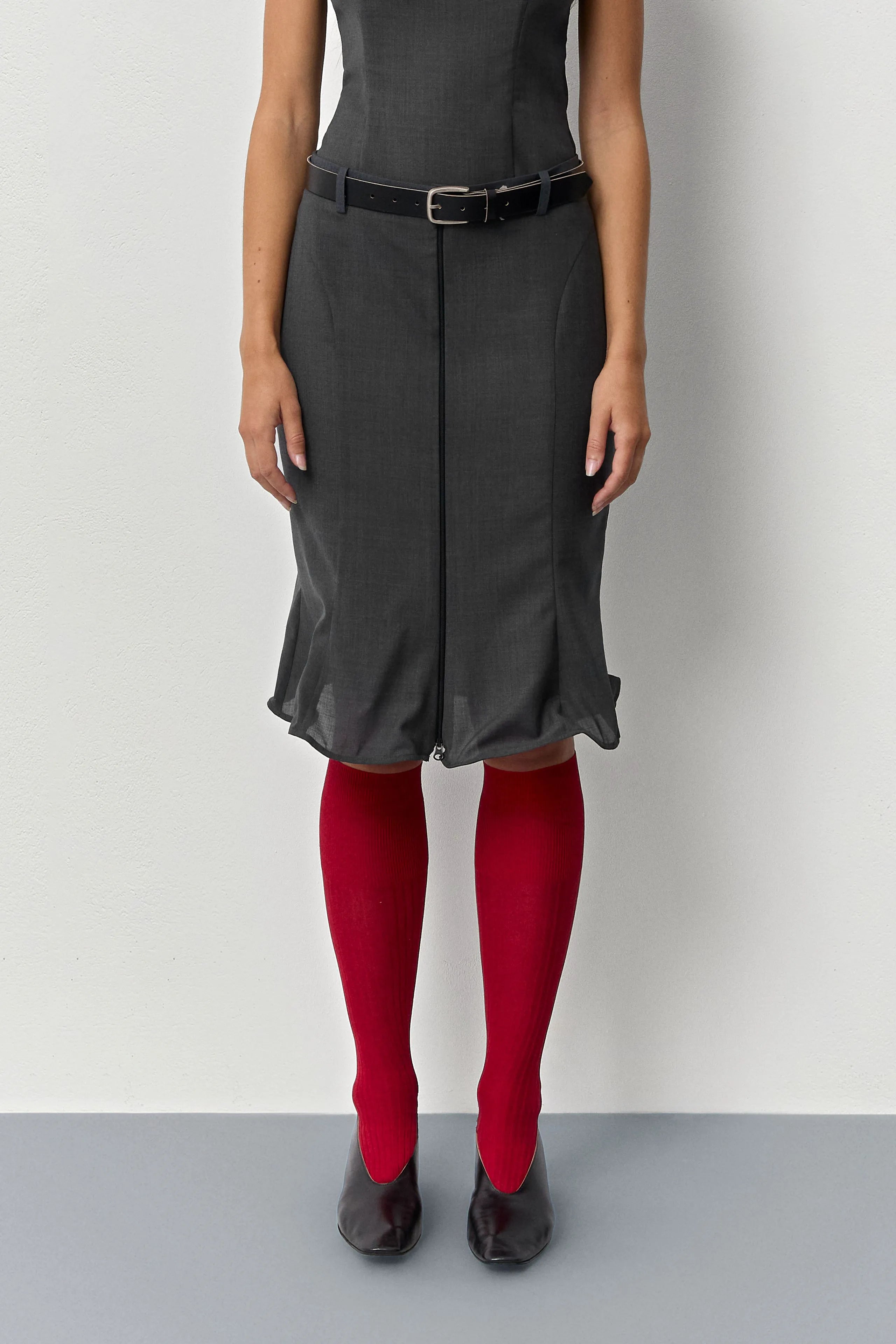 Patty Cement Grey Midi Skirt | Miista | Designed & Handmade in Europe