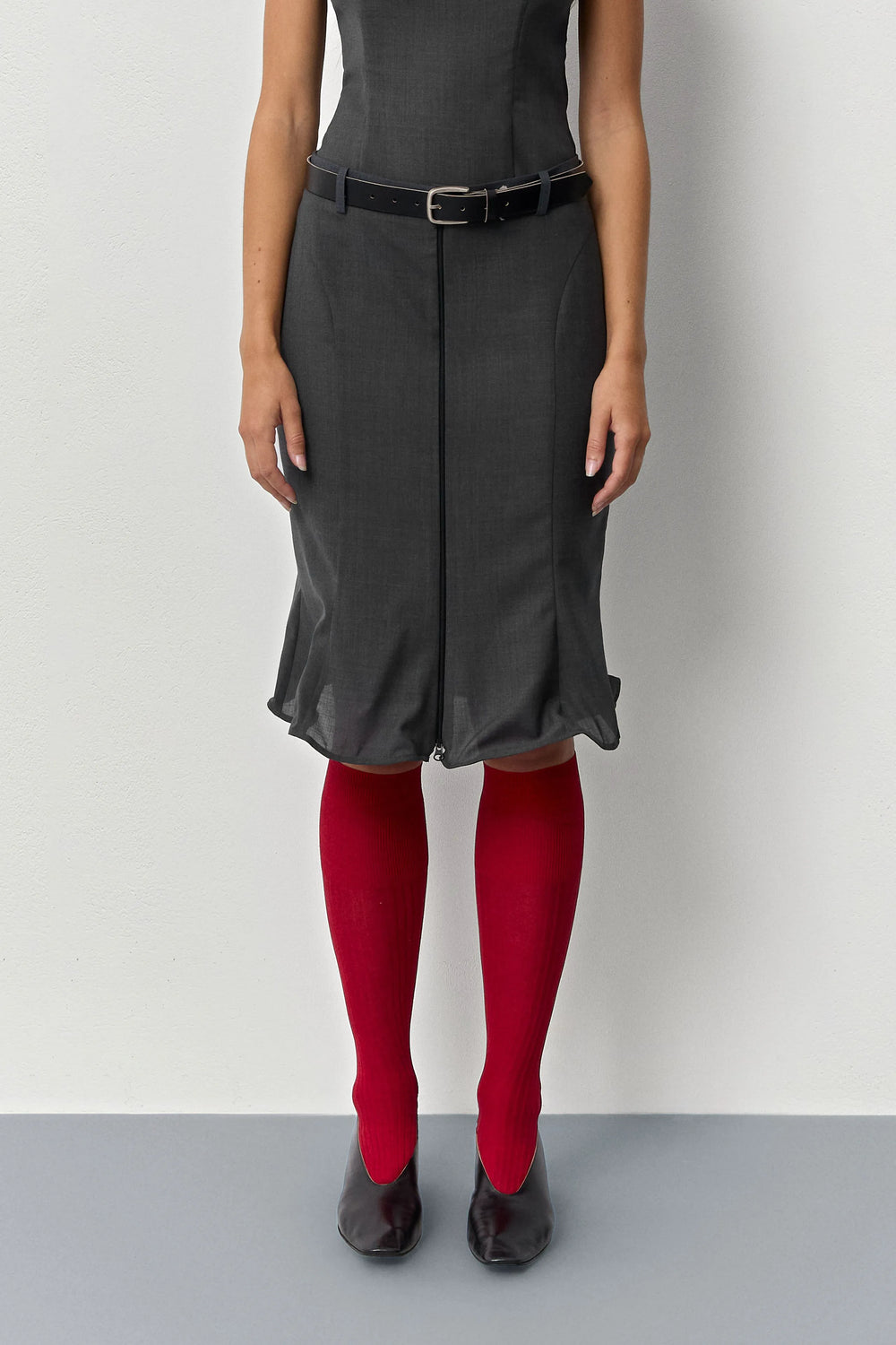 Patty Cement Grey Midi Skirt | Miista | Designed & Handmade in Europe