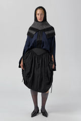 Bronte Black And Grey Crush Pinstripe Puff Skirt  | Miista | Designed & Handmade in Europe