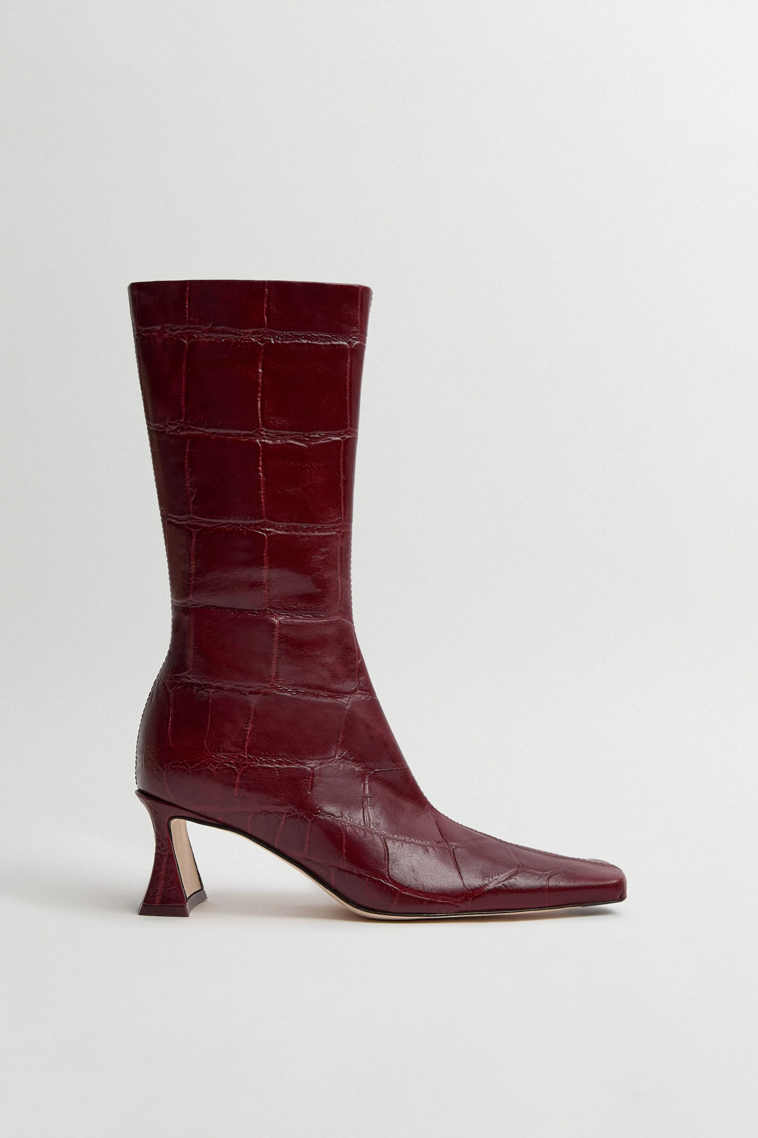 Araxi Boots -  Red Croc Embossed Leather  | Miista | Designed & Handmade in Europe