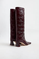 Bluma Boots -  Plum Croc Embossed Leather | Miista | Designed & Handmade in Europe
