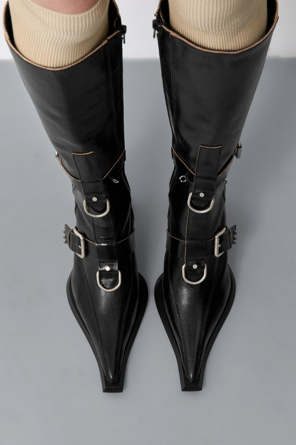 Eliya Black Buckled Tall Boots | Miista | Designed & Handmade in Europe