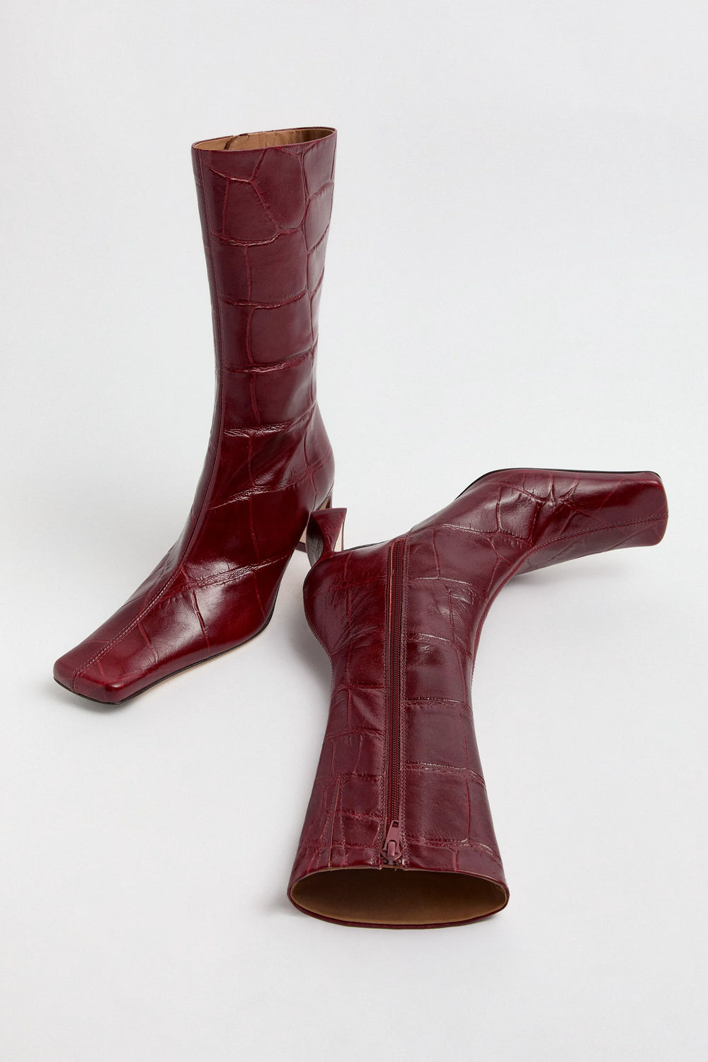 Araxi Boots -  Red Croc Embossed Leather  | Miista | Designed & Handmade in Europe