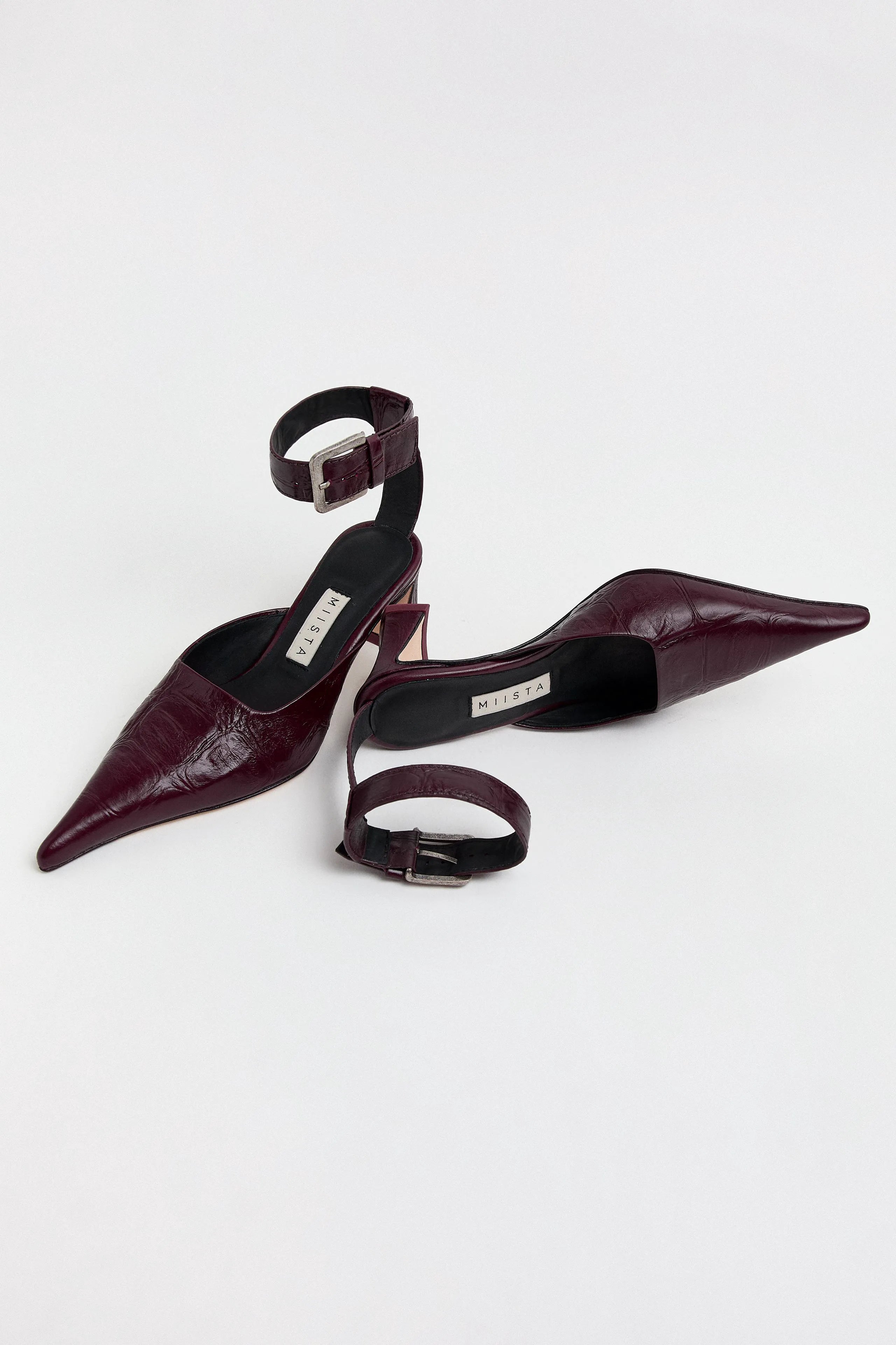 Qori Courts - Plum Croc Embossed Leather | Miista | Designed & Handmade in Europe