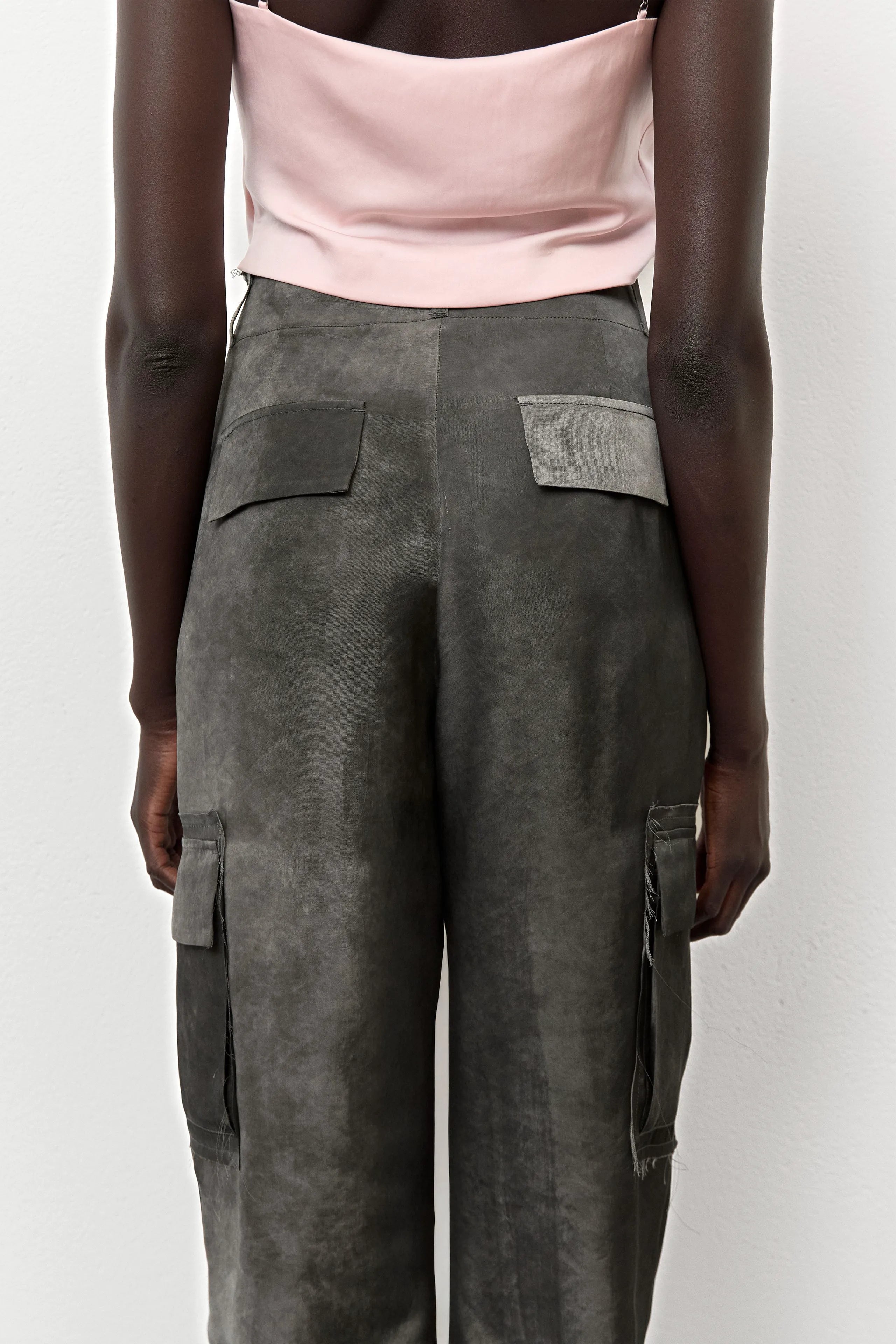 Jaidy Dark Grey Cargo Trousers | Miista | Designed & Handmade in Europe
