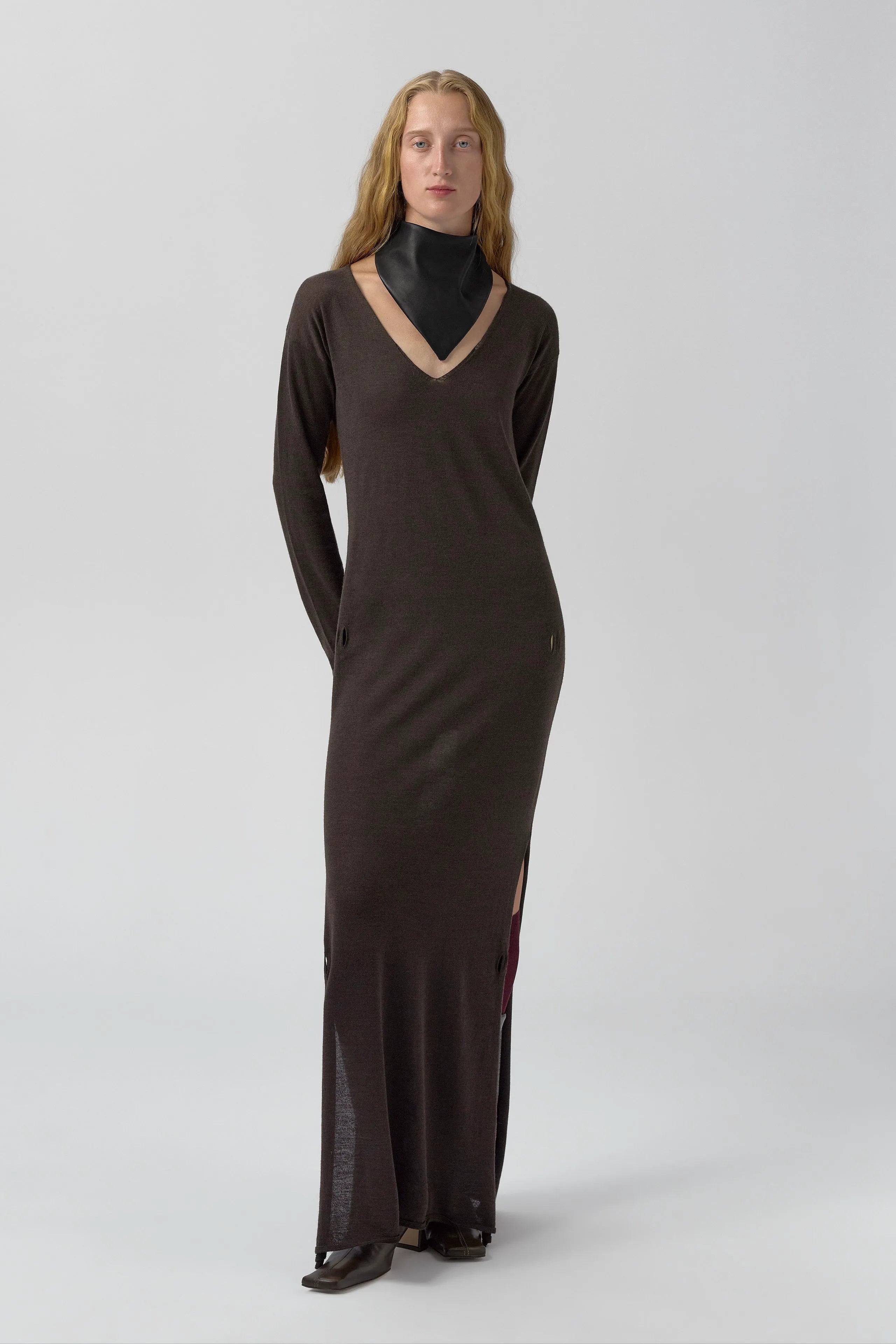 Yayoi Dress - Brown Extra Fine Merino Knit | Miista | Designed & Handmade in Europe