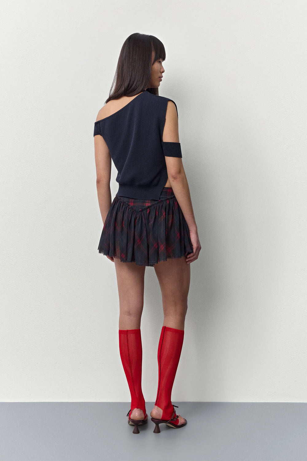 Trin Red Open Toe Knitted Socks | Miista | Designed & Handmade in Europe