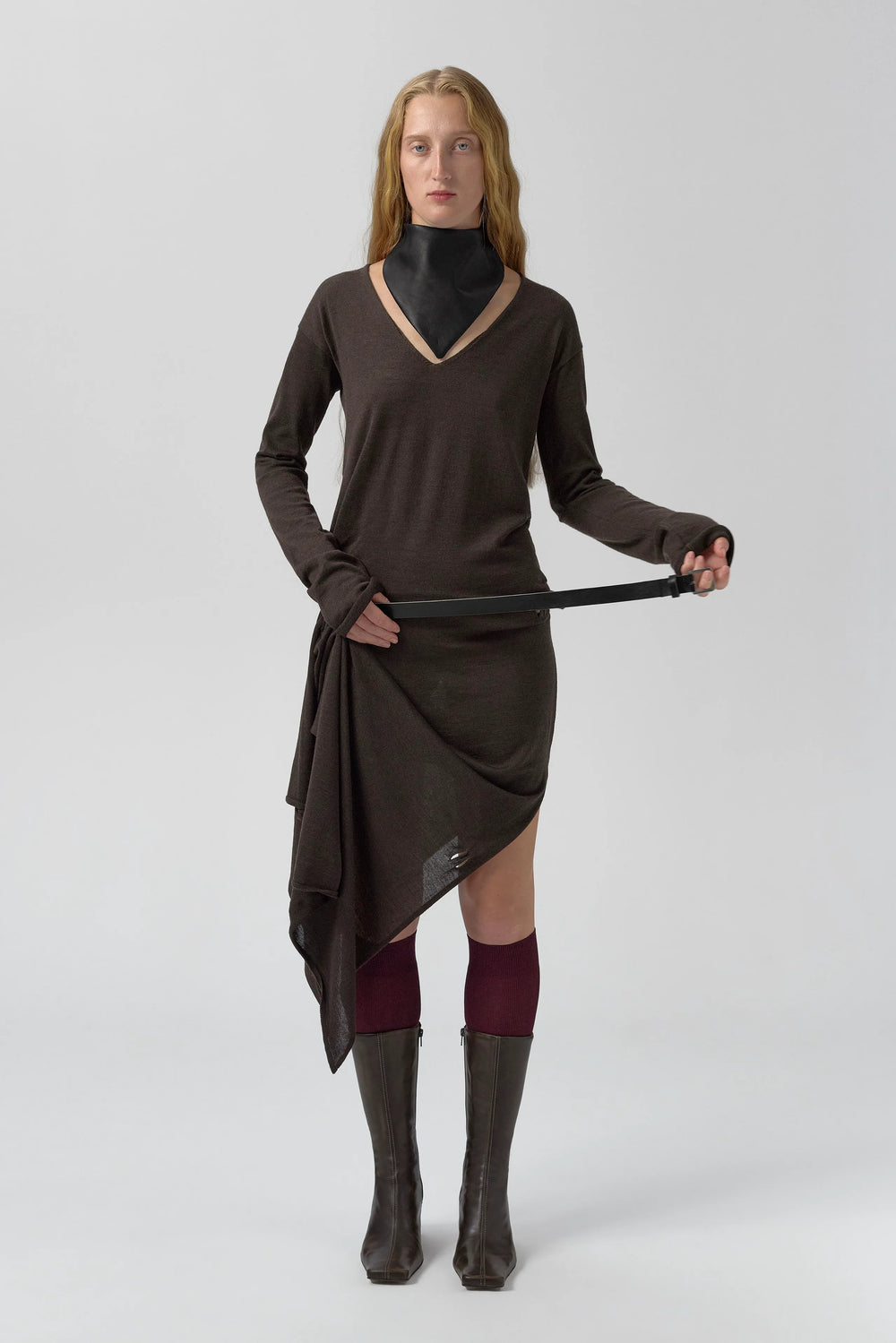 Yayoi Dress - Brown Extra Fine Merino Knit | Miista | Designed & Handmade in Europe