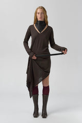 Yayoi Dress - Brown Extra Fine Merino Knit | Miista | Designed & Handmade in Europe