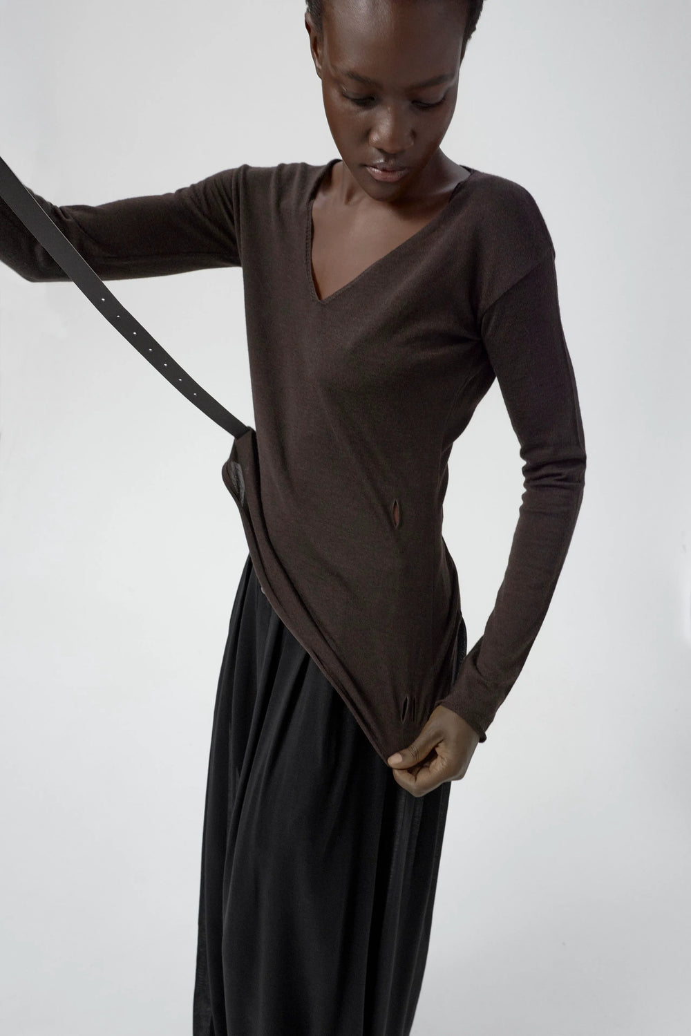 Yoko Jumper - Brown Extra Fine Merino Knit | Miista | Designed & Handmade in Europe
