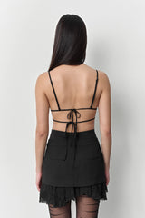 Keir Satin Black Bra | Miista | Designed & Handmade in Europe