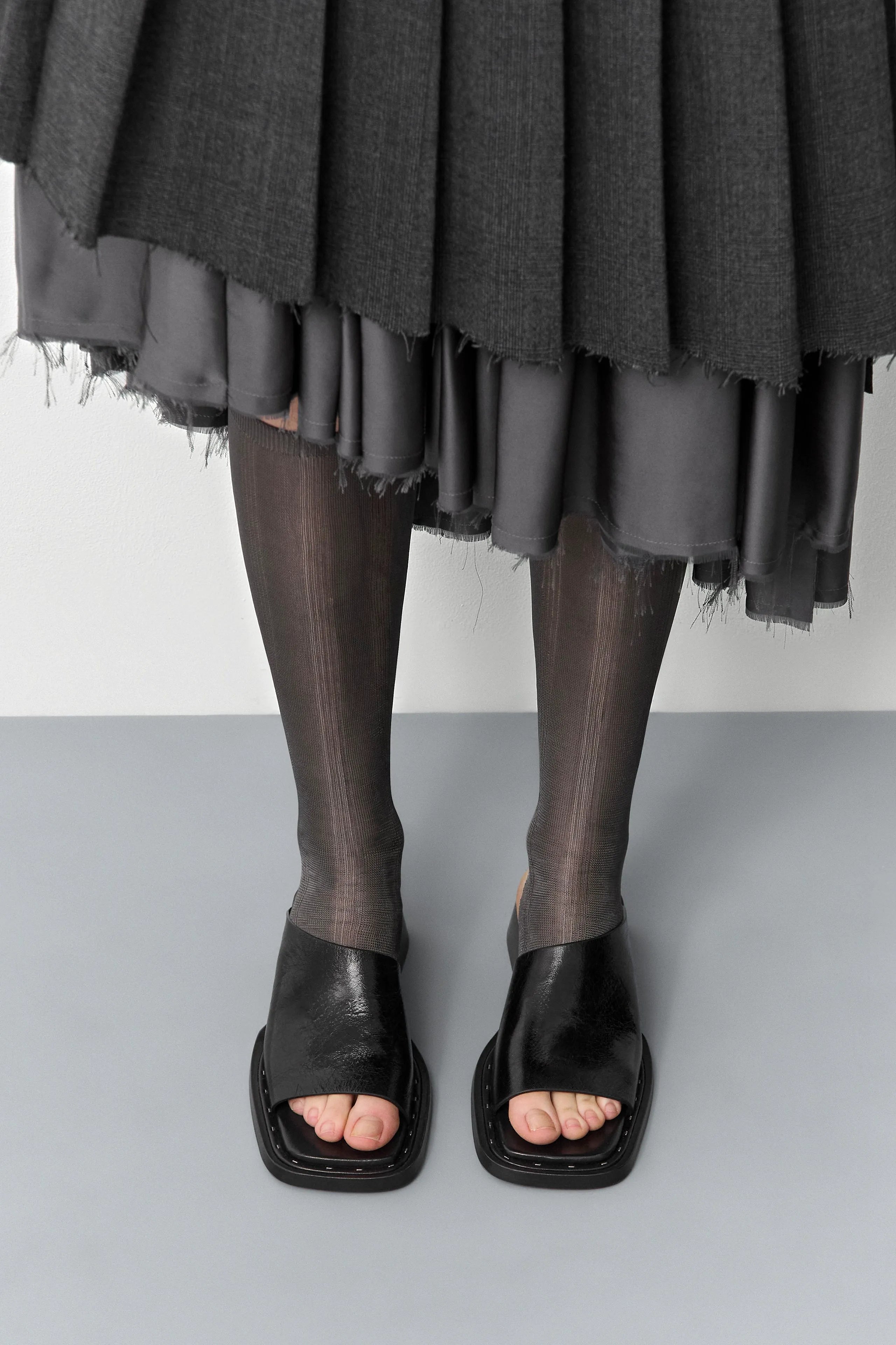 Alendra Black Asymmetric Sandals | Miista | Designed & Handmade in Europe