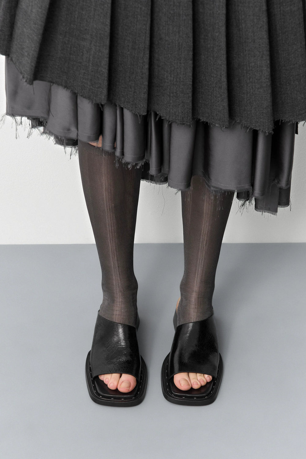 Alendra Black Asymmetric Sandals | Miista | Designed & Handmade in Europe