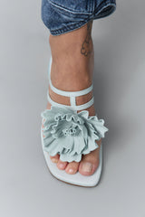 Hara Mint Leather Flower Sandals | Miista | Designed & Handmade in Europe