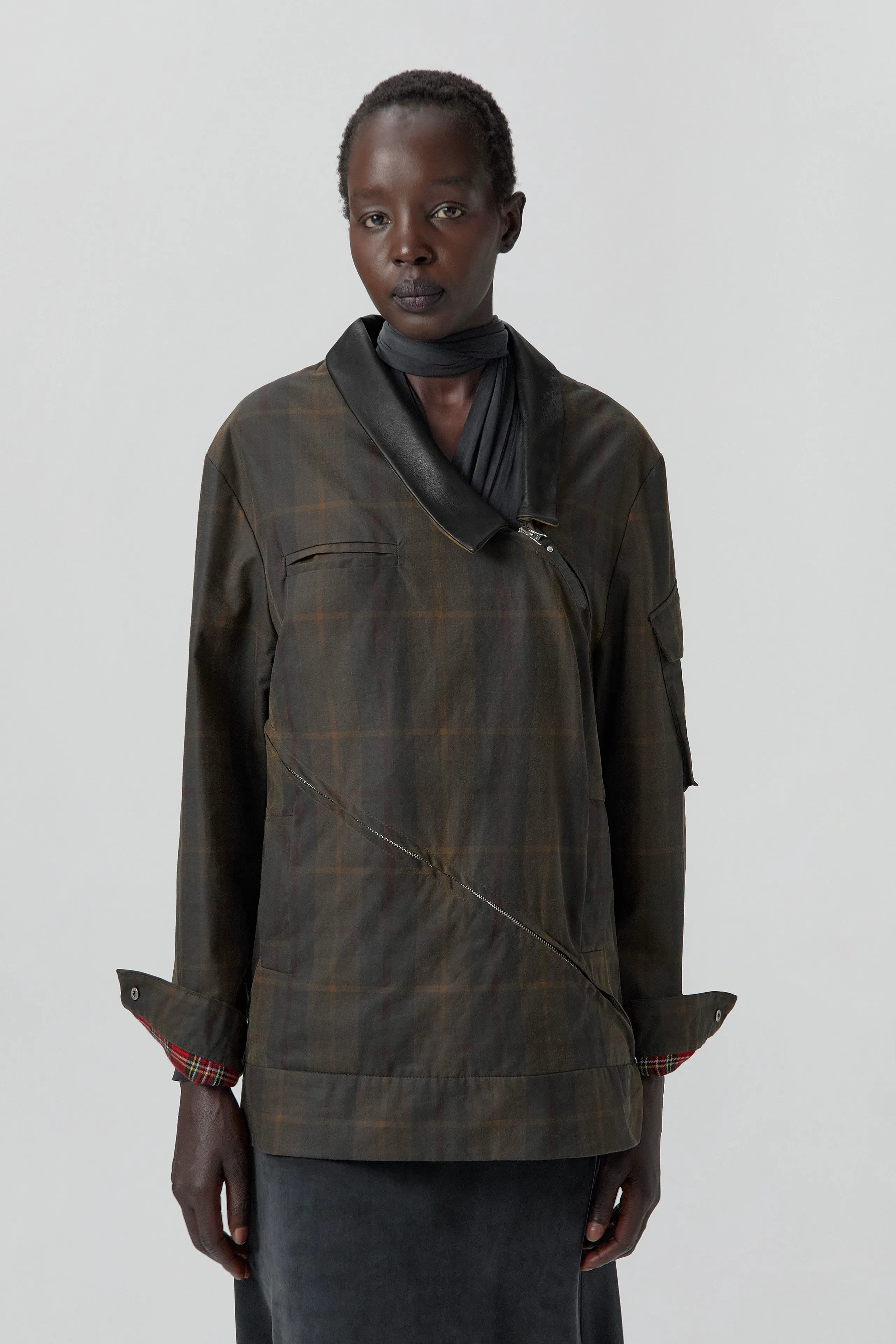 Marla Brown Checked Detachable Jacket | Miista | Designed & Handmade in Europe