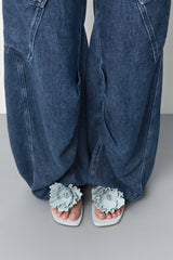 Hara Mint Leather Flower Sandals | Miista | Designed & Handmade in Europe
