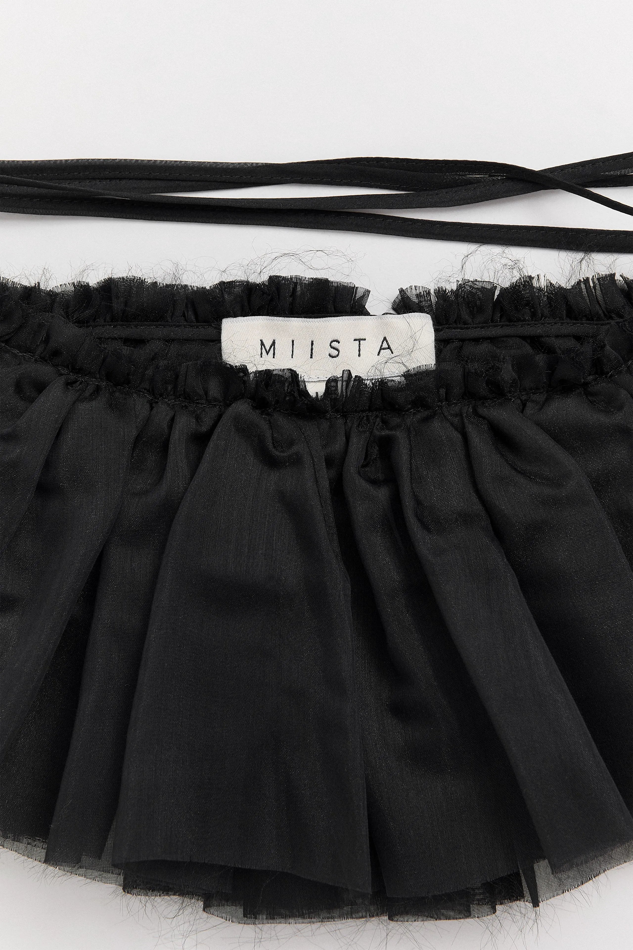 Vanny Black Sheer Ruffle| Miista | Designed & Handmade in Europe