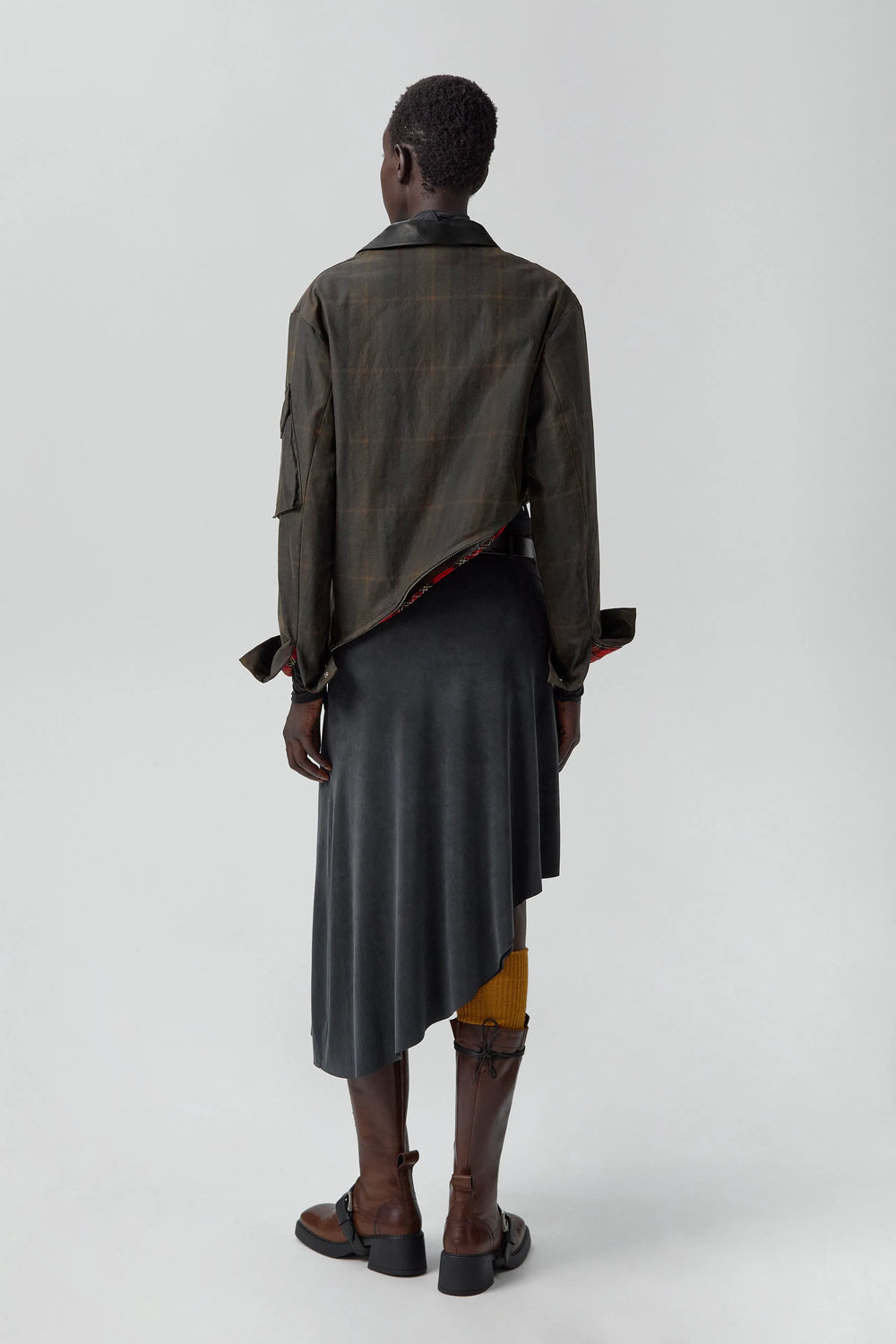 Marla Brown Checked Detachable Jacket | Miista | Designed & Handmade in Europe