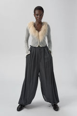 Kara Trousers - Grey Pleated Virgin Wool | Miista | Designed & Handmade in Europe