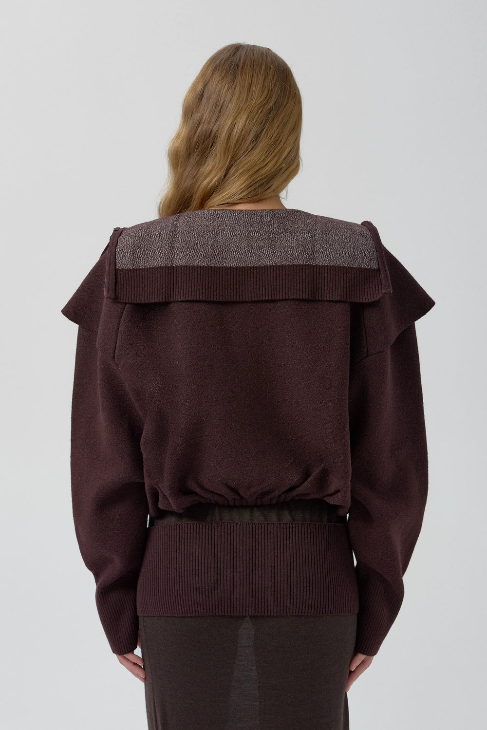 Agnes Jacket - Burgundy Extra Fine Merino Knit | Miista | Designed & Handmade in Europe