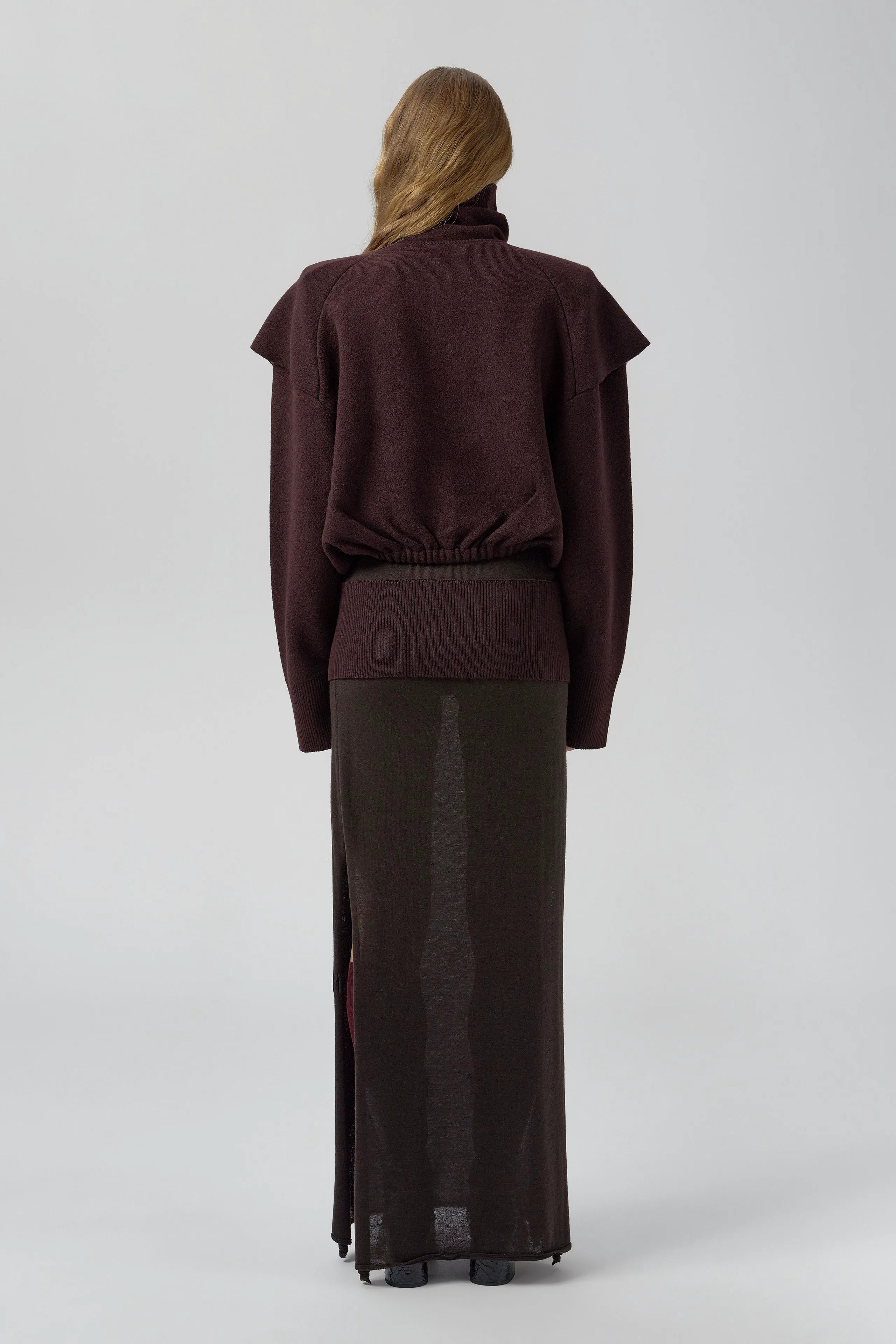 Agnes Jacket - Burgundy Extra Fine Merino Knit | Miista | Designed & Handmade in Europe