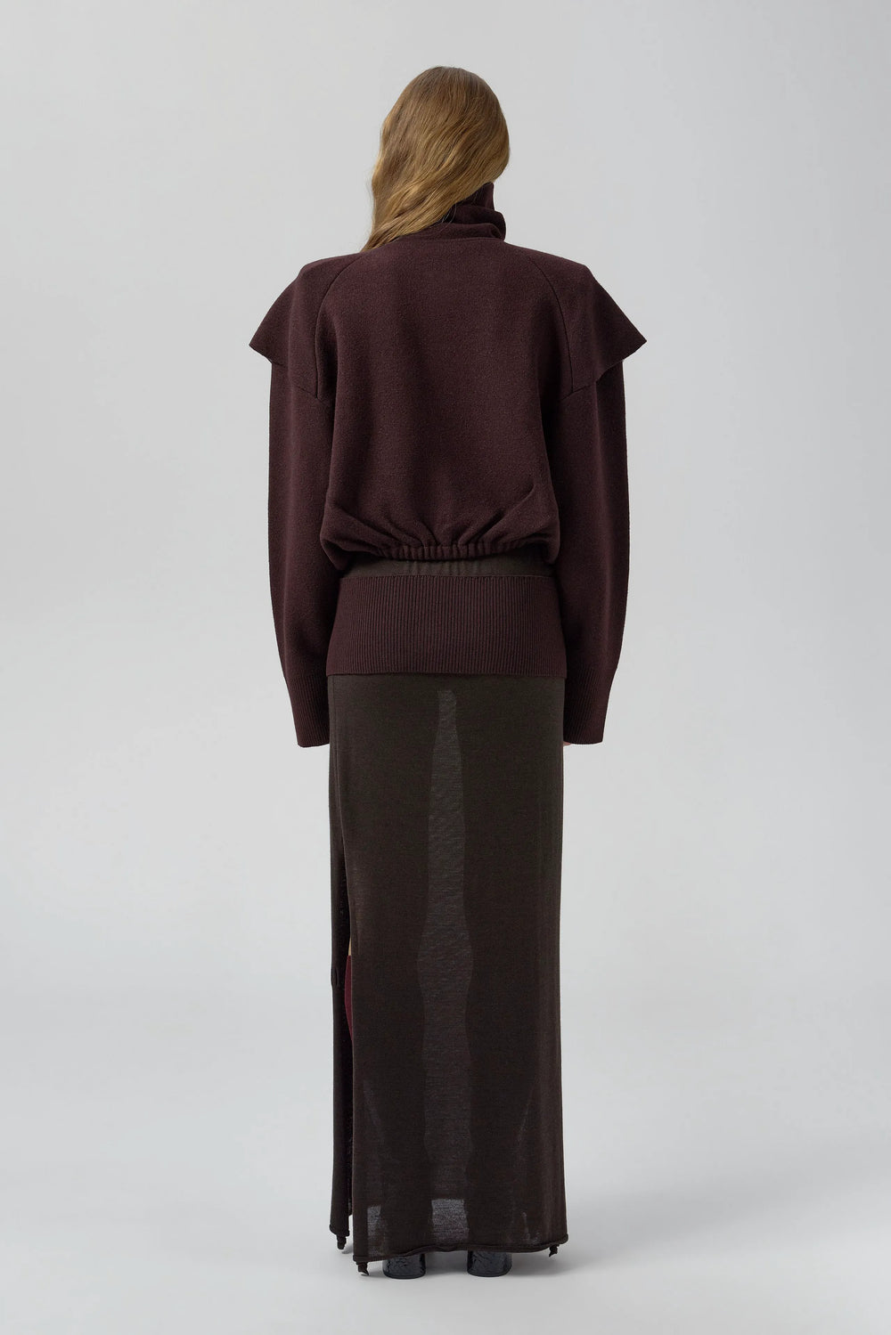Agnes Jacket - Burgundy Extra Fine Merino Knit | Miista | Designed & Handmade in Europe