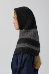 Mona Balaclava - Black Grey Fine Alpaca Knit | Miista | Designed & Handmade in Europe