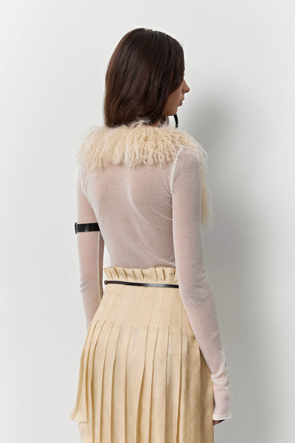 Ripley Ecru Fuzzy Collar Mini Knit Jacket | Miista | Designed & Handmade in Europe