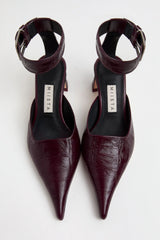 Qori Courts - Plum Croc Embossed Leather | Miista | Designed & Handmade in Europe