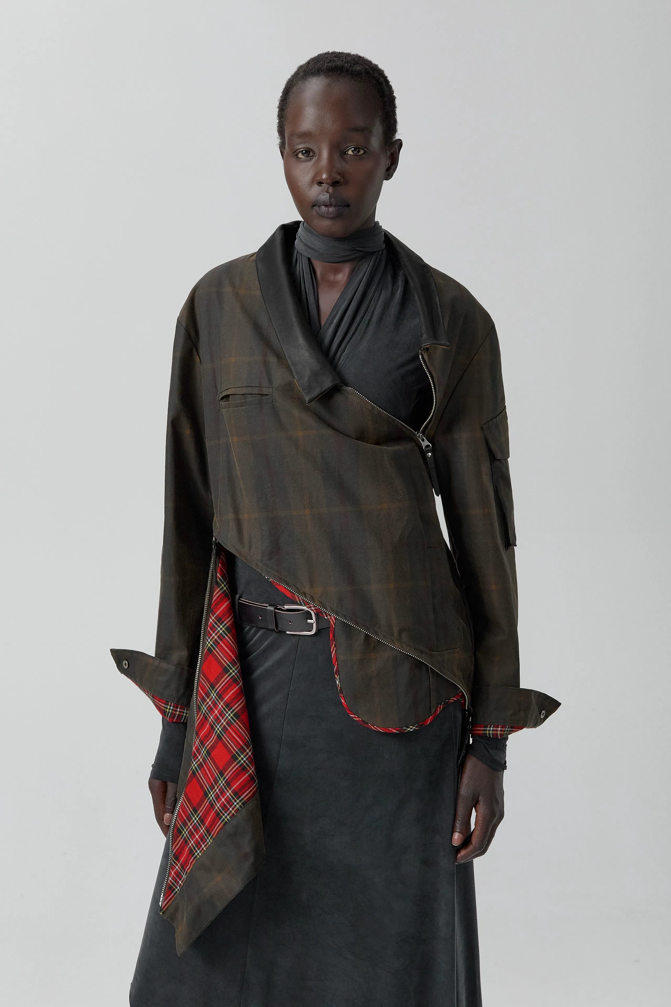 Marla Brown Checked Detachable Jacket | Miista | Designed & Handmade in Europe