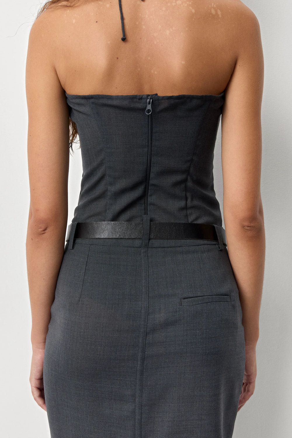 Patty Cement Grey Midi Skirt | Miista | Designed & Handmade in Europe