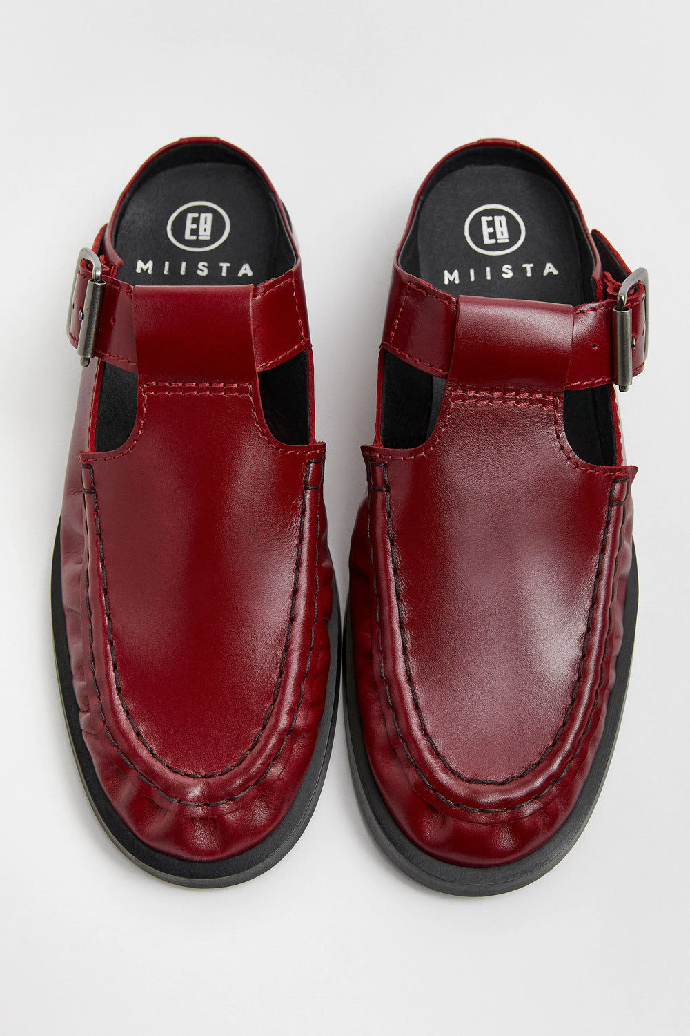 Gianna Dark Red Buckled Mules | Designed & Handmade in Europe