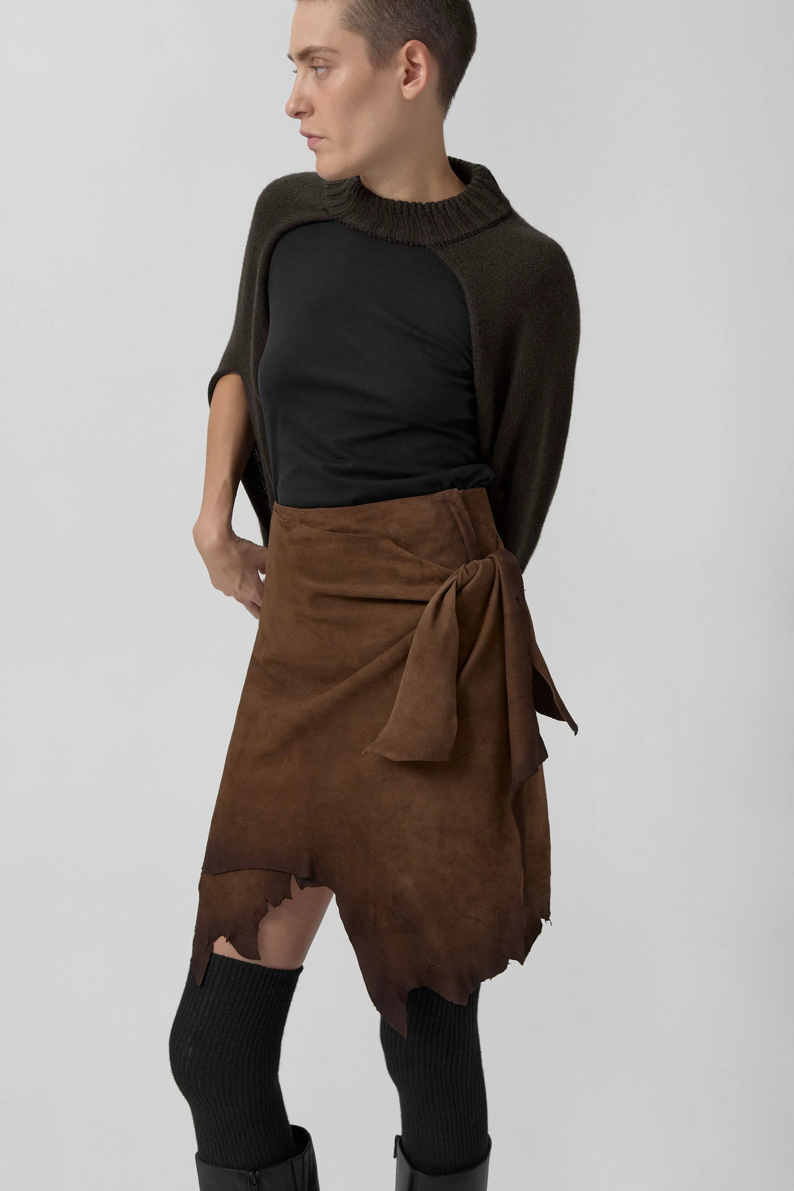 Lupe Wrapped Leather Skirt | Miista | Designed & Handmade in Europe