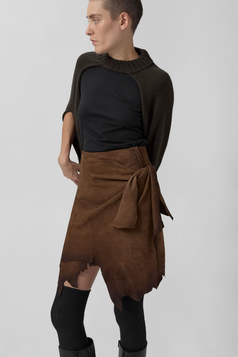 Lupe Wrapped Leather Skirt | Miista | Designed & Handmade in Europe