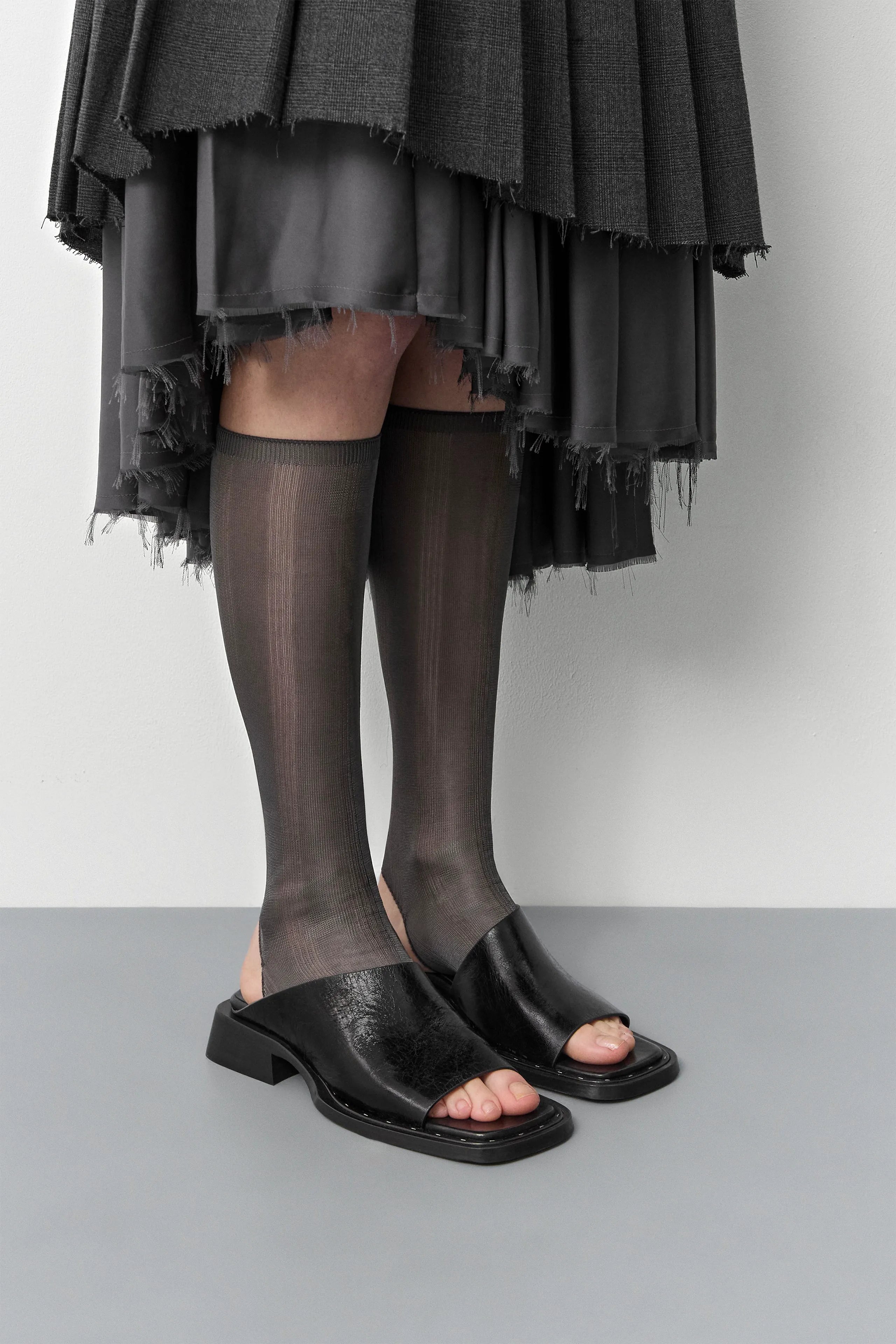 Alendra Black Asymmetric Sandals | Miista | Designed & Handmade in Europe