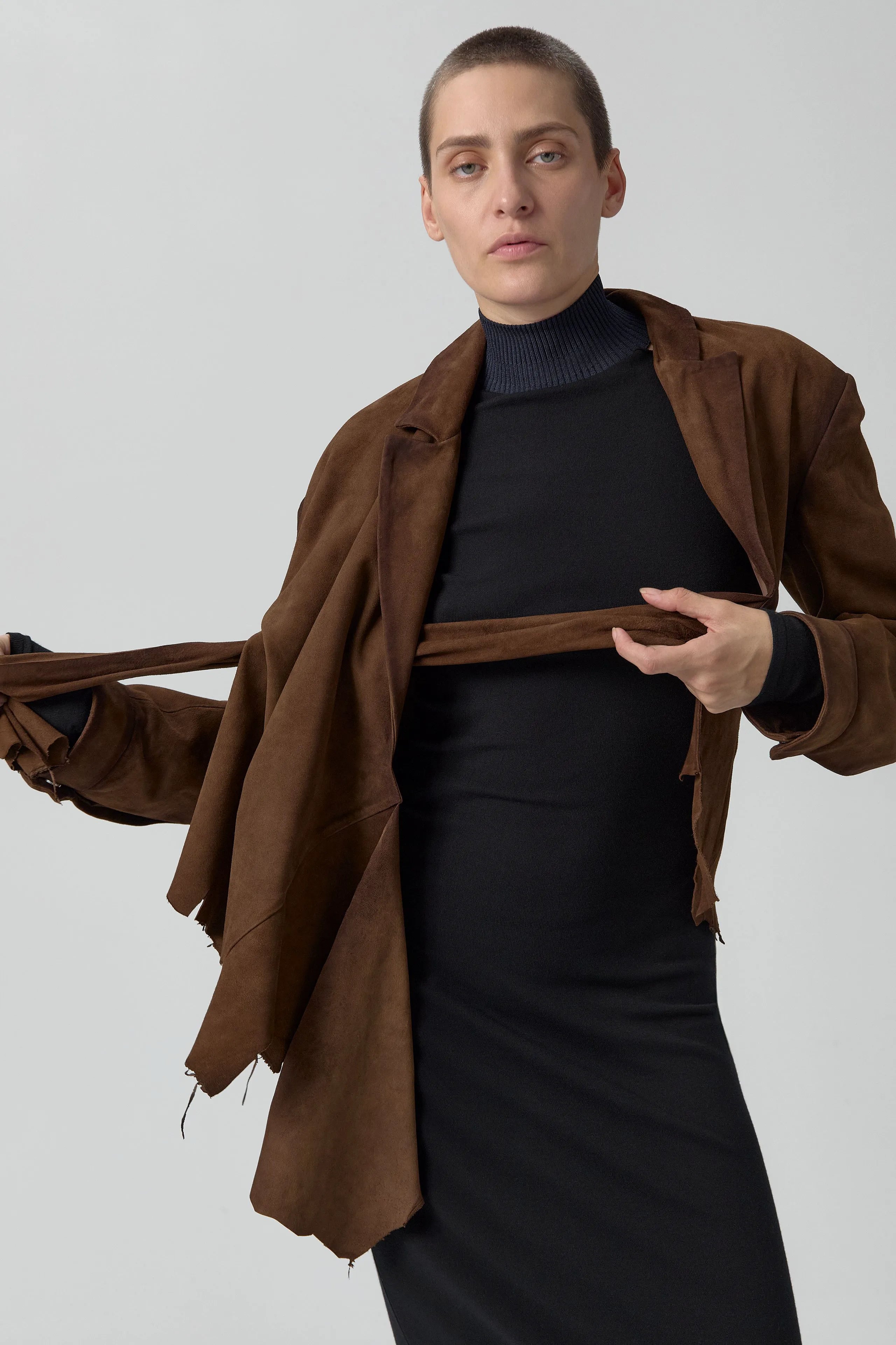 Steph Tan Wrapped Leather Jacket | Miista | Designed & Handmade in Europe
